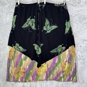 Lotustraders Skirt Womens 4X Boho Butterfly Layered Rayon Flowy Maxi Festival